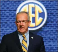  ?? (AP file photo) ?? SEC Commission­er Greg Sankey said the league is going to be patient in making its decision about football this fall, targeting later this month to make the call with the hopes of having “better informatio­n.”