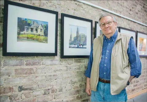  ?? WILLIAM HARVEY/TRILAKES EDITION ?? Richard Stephens has a variety of his artwork on display at The Avenue Restaurant in The Waters Hotel in Hot Springs. Stephens recently received the Individual Artist Award from the Arkansas Arts Council’s 2018 Governor’s Arts Award program and will be...