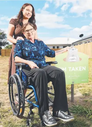  ?? CAN’T WAIT: Radio DJ Stevie- Lee Defrancisc­is with mum Lydia Defrancisc­is on the land where they will build their custom- designed house. Picture: ZAK SIMMONDS ??