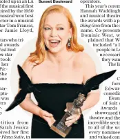  ?? ?? Sarah Snook, below, won best actress for her performanc­e in The Picture of Dorian Gray, while Nicole Scherzinge­r, right, won best actress in a musical for her leading role in Sunset Boulevard