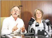  ?? RICHARD GRAULICH / THE PALM BEACH POST ?? Richard and Lydia Adams spoke Monday about the $2.5 million settlement the Palm Beach County Sheriff’s Office will pay them over the officer-involved fatal shooting of their son, Seth, in 2012.