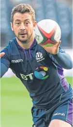  ?? Pictures: SNS Group. ?? Gregor Townsend, far left, at BT Murrayfiel­d yesterday, along with two key players in his ‘brave new world’ in Stuart Hogg, top, and Greig Laidlaw.