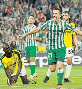  ?? FOTO: EFE ?? Giovani Lo Celso celebra su gol, el segundo que marcó el Betis ante el Dudelange