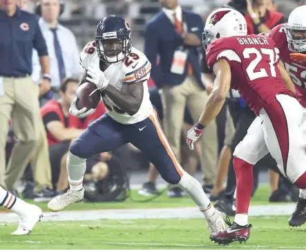  ??  ?? Bears 5- 6 rookie Tarik Cohen has demonstrat­ed that he can be more than merely a third- down back in the preseason.