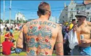  ?? REUTERS ?? An England fan sports a tattoo of his team in Russia.