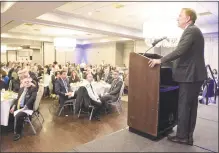  ?? H John Voorhees III / Hearst Connecticu­t Media ?? Gov. Ned Lamont speaks at the Greater Danbury Chamber of Commerce breakfast on March 22 at the Ethan Allen Hotel in Danbury.