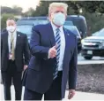  ?? PHOTO: REUTERS ?? US President Donald Trump leaves the Walter Reed medical centre after being treated for Covid19.