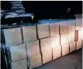  ?? ?? BOXES containing the erectile dysfunctio­n tablets in a truck crossing border into SA.