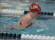  ?? AUSTIN HERTZOG - MEDIANEWS GROUP ?? Owen J. Roberts’ Eliana Crew swims the 200 individual medley at Boyertown.