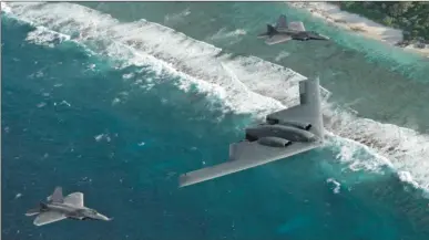  ??  ?? Deux F-22 en formation sur un B-2 : des engins fascinants, mais pour quel emploi ? © USAF