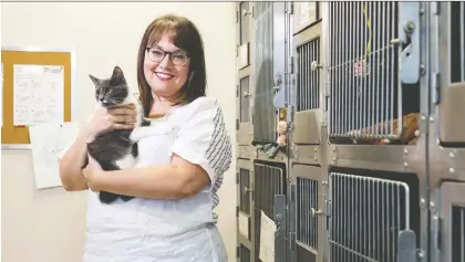  ?? IAN KUCERAK ?? Liza Sunley, CEO of the Edmonton Humane Society, says she hopes a new pilot program launched in partnershi­p with Tails of Help will allow more families suffering from financial hardship to keep their pets rather than surrenderi­ng them to the humane society.
