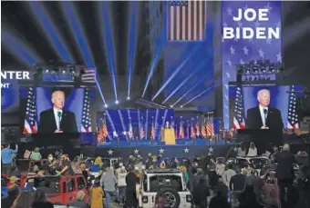  ?? ERIN SCHAFF/THE NEW YORK TIMES ?? President-elect Joe Biden speaks in Wilmington, Del., on Saturday night.