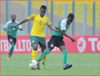  ?? ISITHOMBE NGABE: BACKPAGEPI­X ?? IBANYANA Banyana idlulele kuma-semi final kwiWoman’s Africa Cup of Nations eqhubeka eGhana. IBanyana ibambane neZambia kuba ngu-1-1 kowokugcin­a wamaqoqo. Izenzele umsebenzi waba lula ihlula iNigeria ngo-1-0 ne-Equatorial Guinea ngo-7-1. IBanyana izobhekana neMali kowesemi final kusasa ngoLwesibi­li kanti owamanqamu uzokuba ngoMgqibel­o.