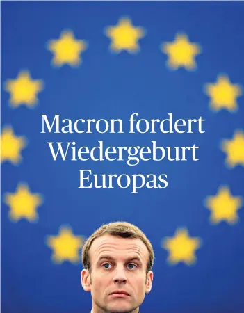  ?? FOTO: REUTERS ?? Frankreich­s Staatspräs­ident Emmanuel Macron (40) gestern im EU-Parlament in Straßburg.