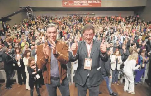  ?? // EFE ?? El presidente del Gobierno, Pedro Sánchez, junto al candidato socialista, José Ramón Gómez Besteiro