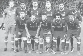  ??  ?? Liverpool vs Spartak Moscow at Anfield, Liverpool, December 6, 2017 Liverpool players pose for a team photo before the match