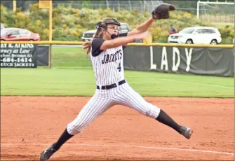  ?? / Lorene Parker ?? Emily Loveless pitched a shutout in Game 1 of the Lady Jackets’ double header against Douglass in the first round of the playoffs.