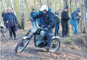  ?? ?? Other than a couple of dabs and one 5, it was feet up all the way for Ian Hayward on his 1954 AJS 16C.