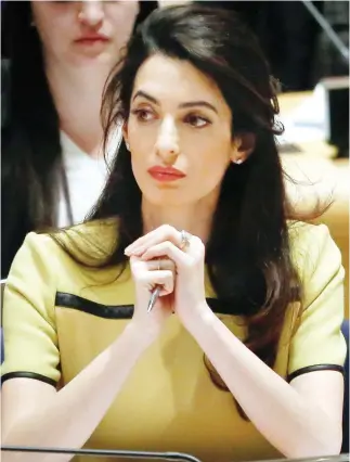  ??  ?? Amal Clooney at UN headquarte­rs. (AP)