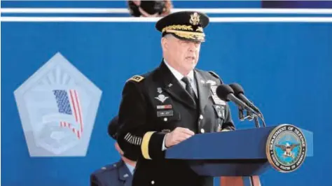  ?? // AFP ?? El general Mark A. Milley, jefe del Estado Mayor Conjunto, en Arlington durante el aniversari­o del 11-S