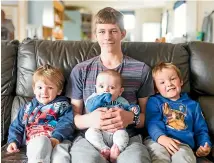  ??  ?? Daniel White has been remembered as a doting father to Hayden 3, Corey, 5 months, and Alexander, 4, who are pictured with Daniel’s youngest brother,