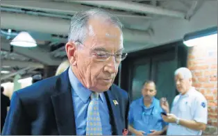  ?? AP PHOTO ?? Senate Judiciary Committee Chairman Sen. Chuck Grassley, R-iowa, walks through a tunnel towards the Dirksen Senate Building on Capitol Hill in Washington Wednesday.