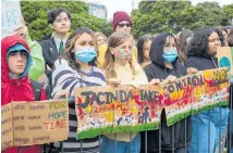  ??  ?? Students during their Strike 4 Climate protest at Parliament.