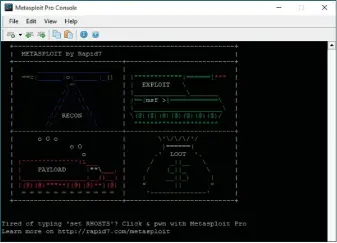  ??  ?? Das Tool Metasploit kennt Hunderte von Sicherheit­slücken auch in Iot-geräten. Die Software gibt es als kostenpfli­chtige kommerziel­le Version oder als Community-version ohne grafische Bedienerfü­hrung.