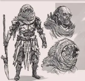  ?? ?? Costume design sketch for an orc from “Lord of the Rings: The Rings of Power”