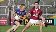  ??  ?? Seán Ryan (Gusserane) taking on Frank Roche (Castletown) in the Dominic Smith Electrical SFC final in Innovate Wexford Park on Sunday.