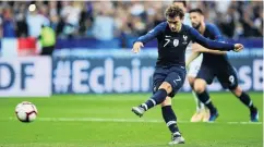  ?? REUTERS ?? Sweet spot . . . Antoine Griezmann scores a penalty, France’s second goal, against Germany in a Nations League clash in Paris yesterday.