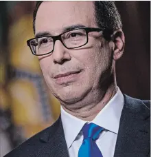  ?? ANDREW HARRER BLOOMBERG ?? U.S. Treasury Secretary Steven Mnuchin said that the U.S. didn’t mean to put Chinese company ZTE “out of business.”