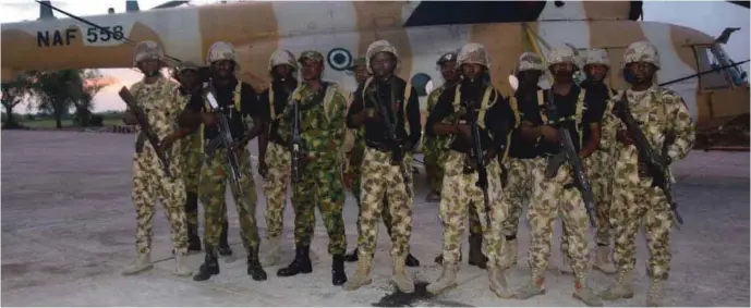  ??  ?? Airmen from Nigerian Air Force ready for deployment
