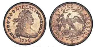  ?? (Images courtesy Stack’s Bowers.) ?? 1796 half dollar with 15 stars on the obverse.