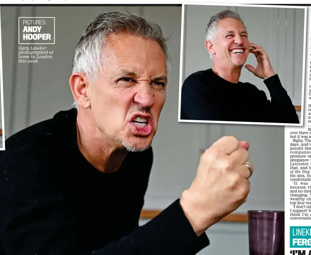  ??  ?? Gary Lineker photograph­ed at home in London this week PICTURES: ANDY HOOPER