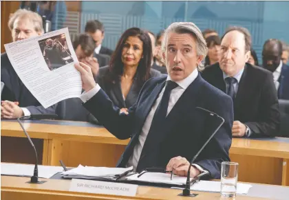  ?? SONY PICTURES CLASSICS ?? Steve Coogan’s character Sir Richard Mccreadie in Michael Winterbott­om’s new movie Greed, is a brusque, bullying boor.