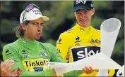  ?? Picture: REUTERS ?? ENIGMA: Peter Sagan, left, won the sprinter’s green jersey at this year’s Tour de France, while Chris Froome took yellow.