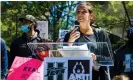  ?? ?? Daniela Jampel speaks at event to support fully reopening NYC public schools in May 2021. Photograph: Sachyn Mital/REX/ Shuttersto­ck