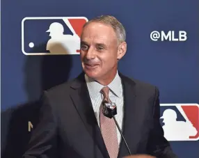 ?? STEVE MITCHELL/USA TODAY SPORTS ?? MLB commission­er Rob Manfred, seen in 2019, on Tuesday night ordered a 60-game schedule with opening day on July 23 or 24.