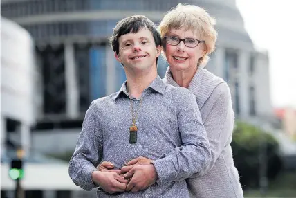  ?? Photo / Marty Melville ?? Joan Fairhall and son Tim after giving a submission in Parliament about KiwiSaver payouts.