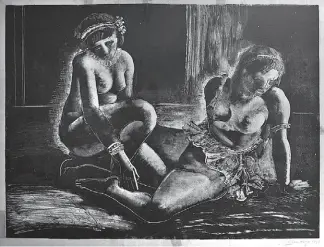  ??  ?? Dos mujeres. Monocopia, 49 x 60 cm, 1935.
