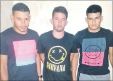  ??  ?? Luis Mariano Coronel Fernández, Óscar David Mereles Melgarejo y José Luis Fleitas Valenzuela, detenidos.