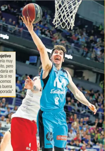  ??  ?? AGRESIVO. Darío Brizuela anota contra el Bilbao Basket en el WiZink Center.