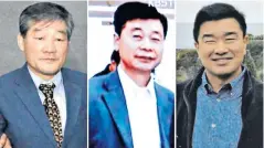  ??  ?? Left to right: Kim Dong-cheol, Kim Hak-seong and Kim Sang-deok have been released