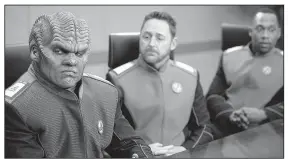  ??  ?? Seasoned actor Scott Grimes (center) stars along with Peter Macon (left) and J Lee in Fox’s The Orville. While Grimes is satisfied with acting, he’s really a musician at heart.