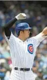  ?? BRIAN CASSELLA/CHICAGO TRIBUNE ?? Cubs rookie right fielder Seiya Suzuki bats in the first inning on May 22 at Wrigley Field.