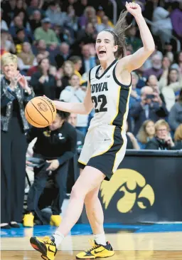  ?? ANDY LYONS/GETTY ?? Iowa guard Caitlin Clark, winner of the AP player of the year award this season and last, looks to help the Hawkeyes take the final step and win their first national title.