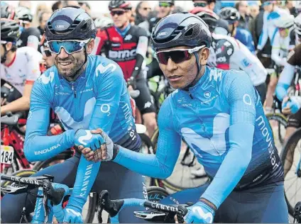  ?? FOTO: MANEL MONTILLA ?? Alejandro Valverde y Nairo Quintana, dos de los líderes de Movistar Team que se profesan un gran respeto