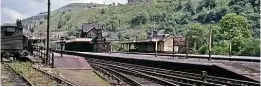  ?? J L LEAF/COLOURRAIL ?? Above: Miller’s Dale (for Tideswell) station was an isolated five-platform station, but a busy junction station. It closed on March 6, 1967. This view of the station is looking north.