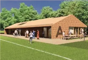  ??  ?? A CGI image of the planned pitch and pavilion at Alderley Park